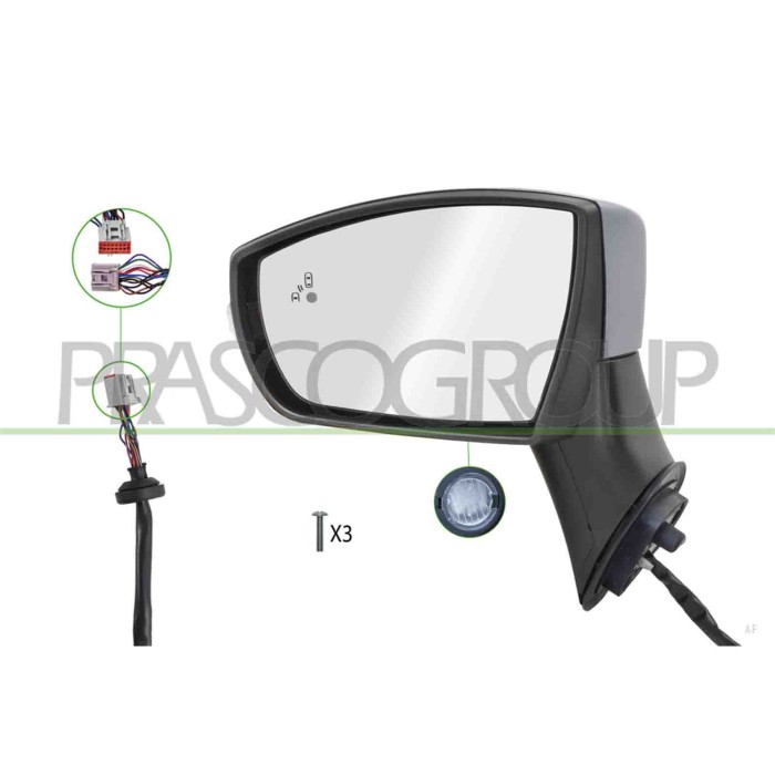 LIBRETTO_RICHIESTA_TARGA.JPG Retrovisore Sinistro Elettrico Primer Termico Chiudibile Fanale Luce Cortesia Blis Convesso 12 Pins