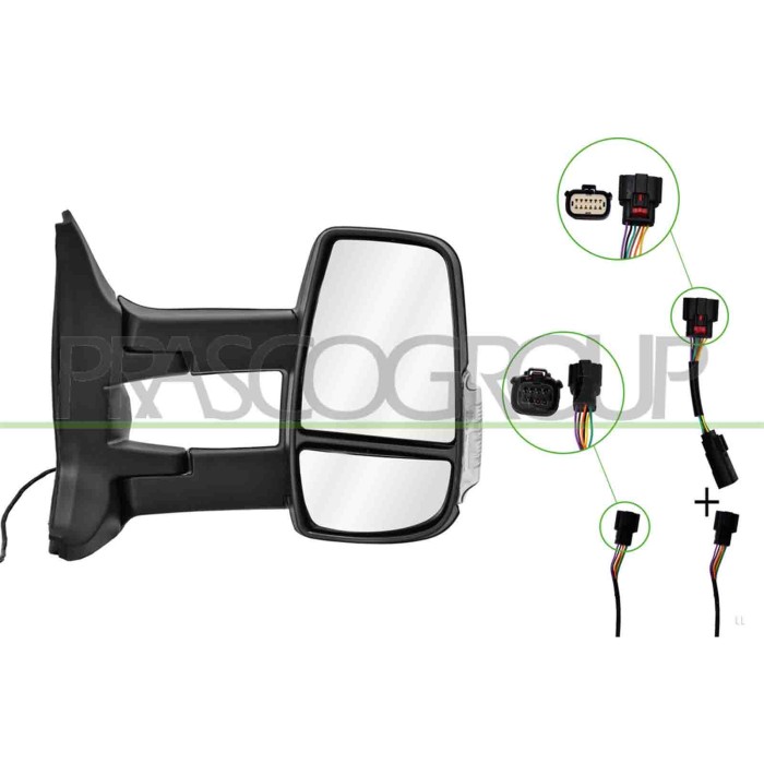 LIBRETTO_RICHIESTA_TARGA.JPG Retrovisore Destro Elettrico Nero Termico Fanale Bianco Braccio Medio Convesso 6 Pins FORD TRANSIT 