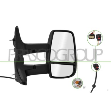 LIBRETTO_RICHIESTA_TARGA.JPG Retrovisore Destro Elettrico Nero Termico Con Fanale Lampadina 5W Braccio Lungo Convesso 6 Pins FOR