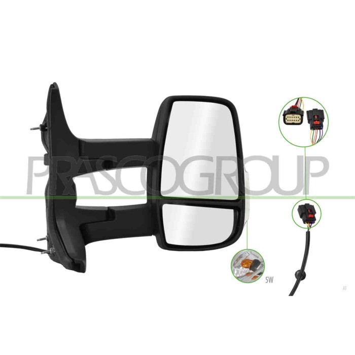 LIBRETTO_RICHIESTA_TARGA.JPG Retrovisore Destro Elettrico Nero Termico Con Fanale Lampadina 5W Braccio Lungo Convesso 6 Pins FOR
