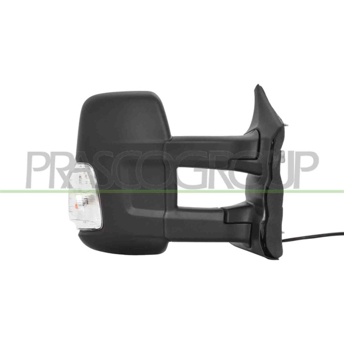 DX_SCRITTA_LOGO.jpg Retrovisore Destro Elettrico Nero Termico Con Fanale Lampadina 16W Braccio Lungo Convesso 6 Pins FORD TRANSI