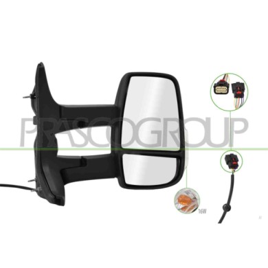 LIBRETTO_RICHIESTA_TARGA.JPG Retrovisore Destro Elettrico Nero Termico Con Fanale Lampadina 16W Braccio Lungo Convesso 6 Pins FO