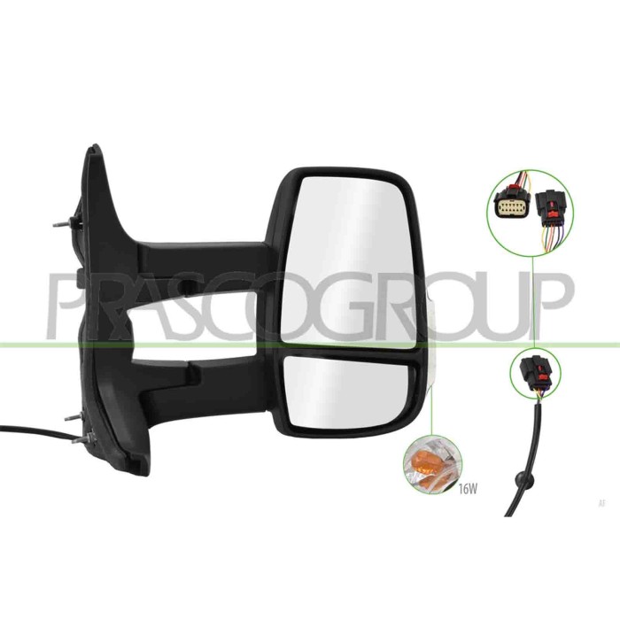 LIBRETTO_RICHIESTA_TARGA.JPG Retrovisore Destro Elettrico Nero Termico Con Fanale Lampadina 16W Braccio Lungo Convesso 6 Pins FO