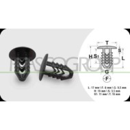 Clips Fissaggio Pannelli (48 Pezzi) Lunghezza 17 Mm Larghezza 3.5 Mm Testa 16 Mm Foro 8 Mm ALFA ROMEO 147 Dal 10/2000 Al 11/2004