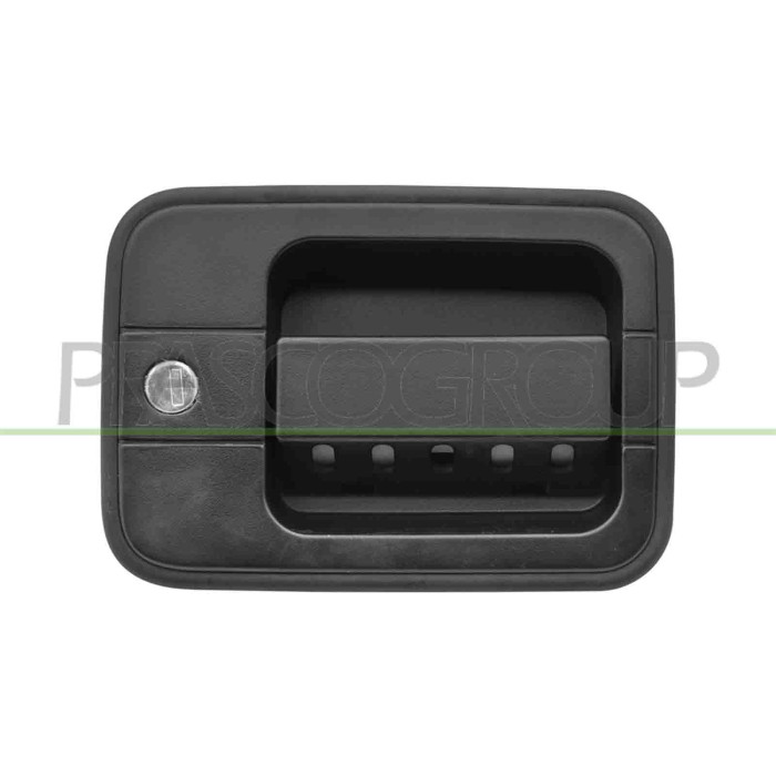 DX_SCRITTA_LOGO.jpg Maniglia Anteriore Destra Esterna Nera Con Foro Nottolino Con Due Chiavi IVECO EUROCARGO Dal 01/1991 Al 12/2