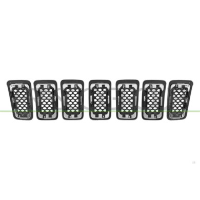 LIBRETTO_RICHIESTA_TARGA.JPG Kit Griglie Radiatore Nera Con Cornice Cromata (7 Pezzi) Compatibile Per JEEP CHEROKEE (KL) Dal 05/