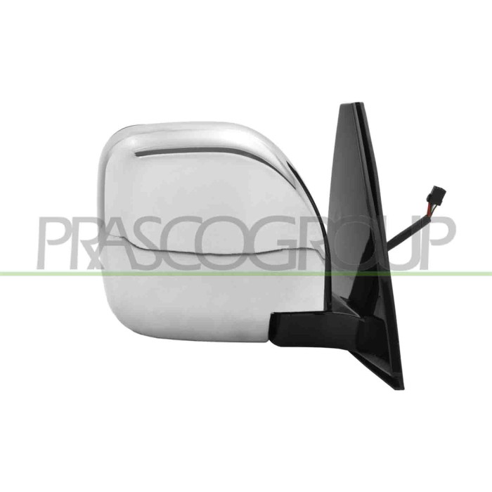 DX_SCRITTA_LOGO.jpg Retrovisore Destro Elettrico Nero Termico Chiudibile Convesso Con Calotta Cromata MITSUBISHI PAJERO Dal 01/2