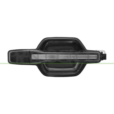 DX_SCRITTA_LOGO.jpg Maniglia Posteriore Destra Esterna Nera Con Inserto Cromato Compatibile Per MITSUBISHI PAJERO Dal 01/2001 Al