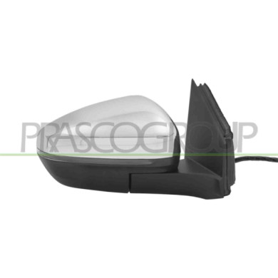 DX_SCRITTA_LOGO.jpg Retrovisore Destro Elettrico Cromato Termico Chiudibile Fanale Memoria Sonda Luce Cortesia Blis 18 Pins PEUG