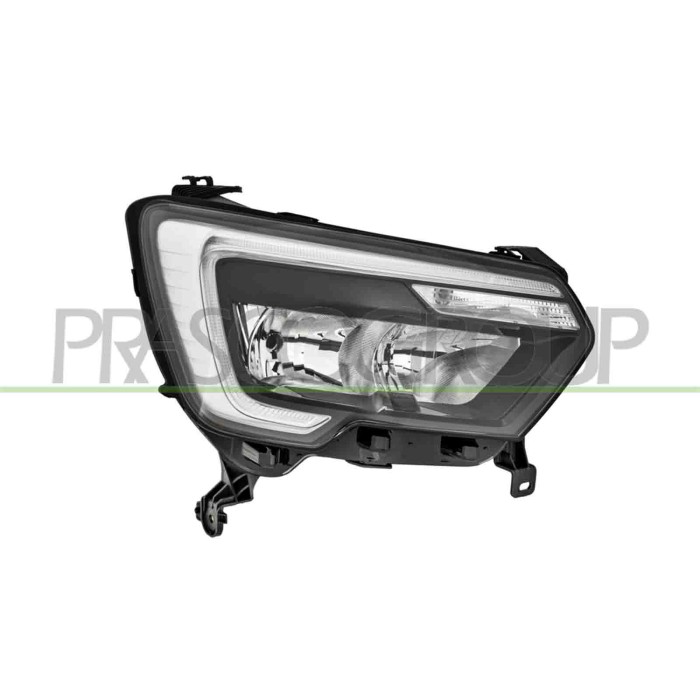 DX_SCRITTA_LOGO.jpg Proiettore Destro H7+H1 Elettrico Con Motore Con Luce Diurna Led RENAULT MASTER Dal 10/2019 Al 02/2024 26010