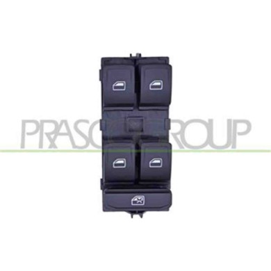 SK030WS04_1.JPG Pulsantiera Alzacristallo Porta Anteriore Sinistra Nera 4 Interruttori 8 Pins SKODA OCTAVIA Dal 05/2013 Al 12/20