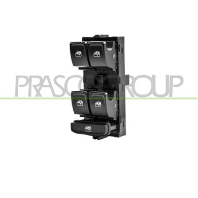 SX_SCRITTA_LOGO.jpg Pulsantiera Alzacristallo Porta Anteriore Sinistra Nera Bordo Cromato 4 Interruttori 10 Pins SKODA OCTAVIA 0