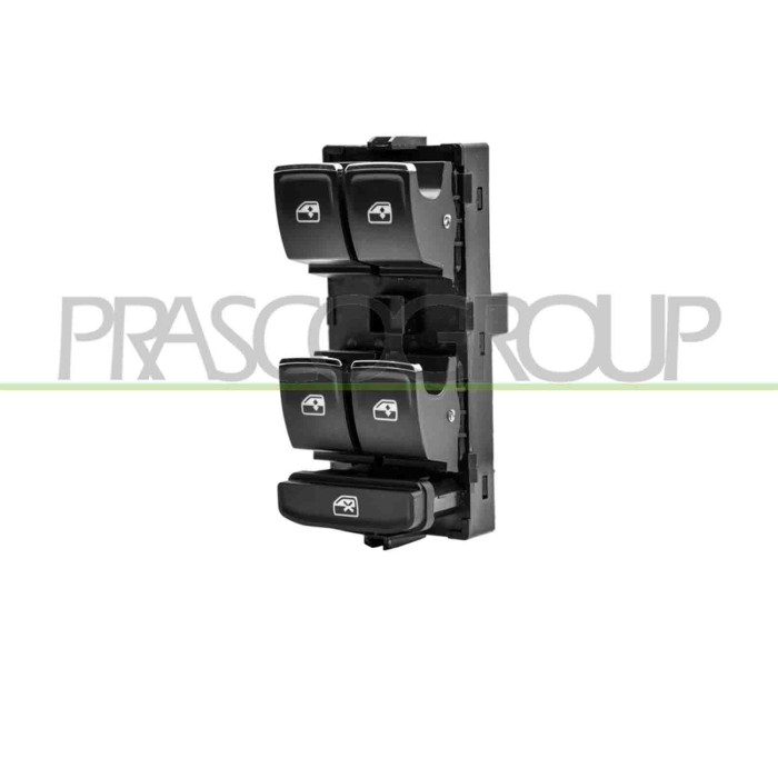 SX_SCRITTA_LOGO.jpg Pulsantiera Alzacristallo Porta Anteriore Sinistra Nera Bordo Cromato 4 Interruttori 10 Pins SKODA OCTAVIA 0