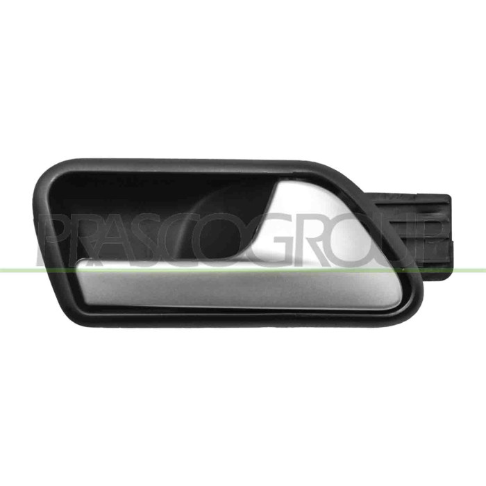 DX_SCRITTA_LOGO.jpg Maniglia Anteriore Destra Interna Con Leva Argento Con Mostrina Nera VOLKSWAGEN CADDY Dal 08/2003 Al 08/2010