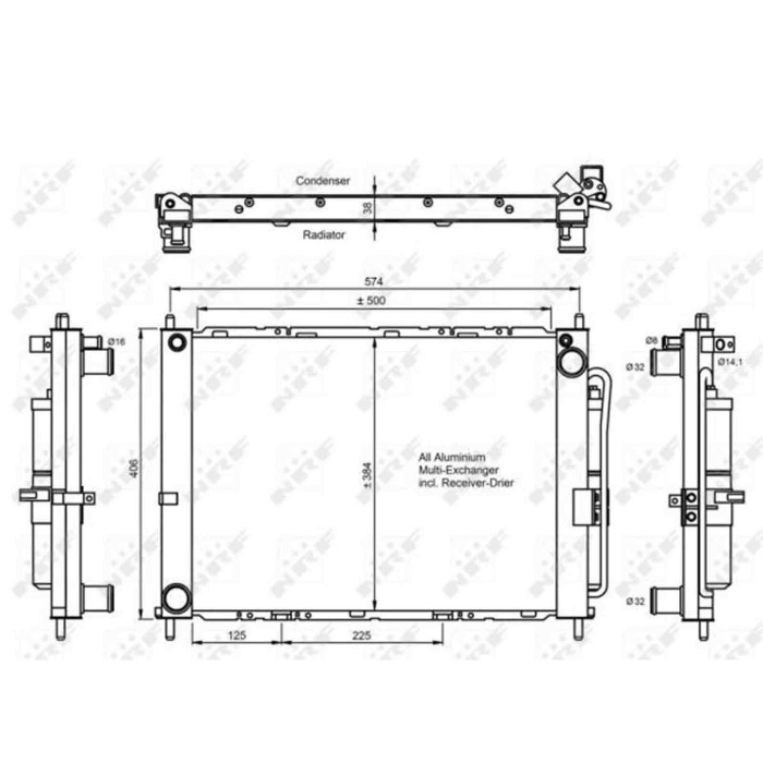 NEUTRO.jpg Condensatore, Climatizzatore 350068 NRF per NISSAN