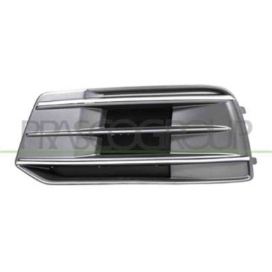 AD8242114_2.JPG Griglia Sinistra Nera Goffrata Paraurti Anteriore Con Modanatura Argento Satinata Per Audi Q5 (80a) Dal 2017 Al 