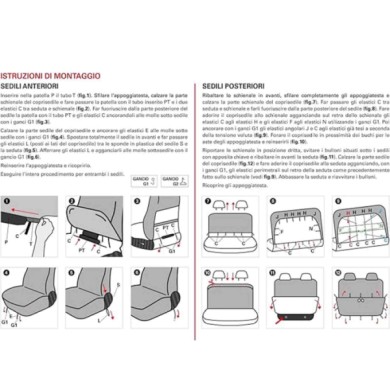 COR129375_1.jpg Coprisedili Fiat 500 Dal 2007 - Posteriori Interi - Cotone Scozzese Grigio Panna - Airbag Laterali