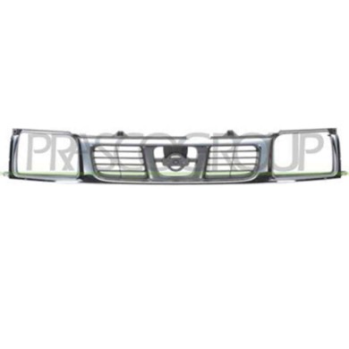 DS8102001_1.JPG Griglia Radiatore Cromata Grigio/argento Per Nissan Navara - King Cab Dal 1997 Al 2001