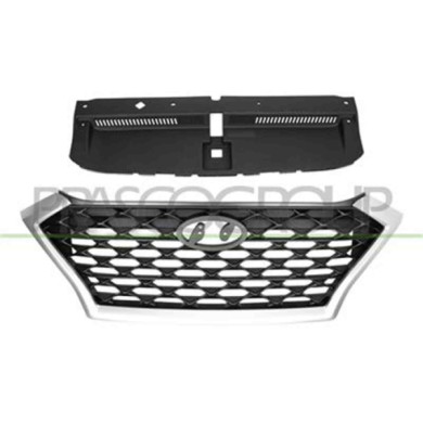 HN8092011_1.JPG Griglia Radiatore Nera Con Modanatura Cromata Per Hyundai Tucson N-line Dal 2019 Al 2021