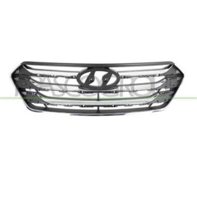HN8192001_2.JPG Griglia Radiatore Nera Con Modanature Cromate Per Hyundai Santa Fe (dm) Dal 2012 Al 2015