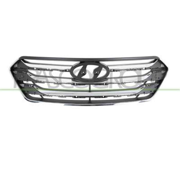 HN8192001_2.JPG Griglia Radiatore Nera Con Modanature Cromate Per Hyundai Santa Fe (dm) Dal 2012 Al 2015