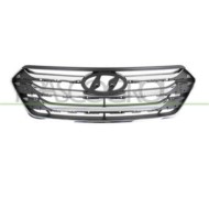 Griglia Radiatore Nera Con Modanature Cromate Per Hyundai Santa Fe (dm) Dal 2012 Al 2015