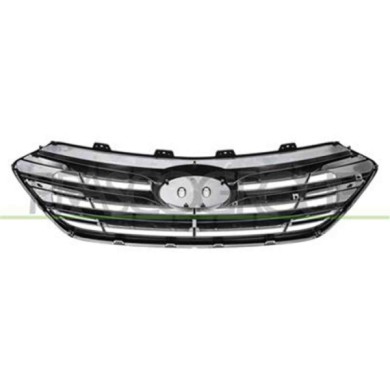 HN8302001_1.JPG Griglia Radiatore Nera Con Modanature E Cornice Cromate Per Hyundai Santa Fe (dm) Dal 2016 Al 2018
