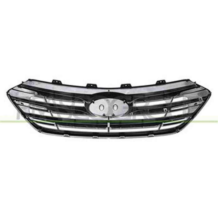 HN8302001_1.JPG Griglia Radiatore Nera Con Modanature E Cornice Cromate Per Hyundai Santa Fe (dm) Dal 2016 Al 2018