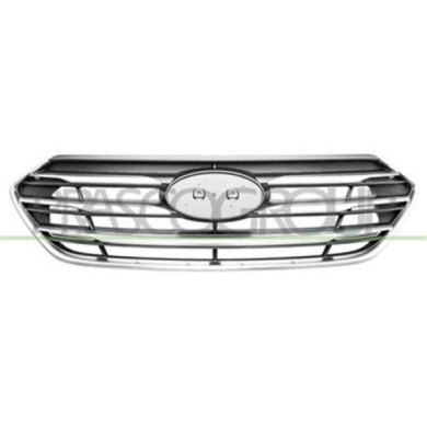 HN8302001_2.JPG Griglia Radiatore Nera Con Modanature E Cornice Cromate Per Hyundai Santa Fe (dm) Dal 2016 Al 2018