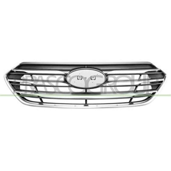 HN8302001_2.JPG Griglia Radiatore Nera Con Modanature E Cornice Cromate Per Hyundai Santa Fe (dm) Dal 2016 Al 2018