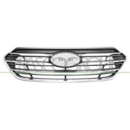 Griglia Radiatore Nera Con Modanature E Cornice Cromate Per Hyundai Santa Fe (dm) Dal 2016 Al 2018